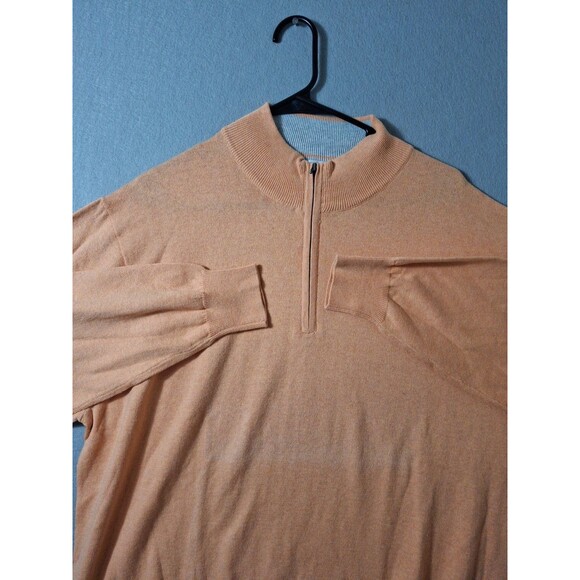 Peter Millar Crown Quarter Zip Sweater Men’s XL Orange Nectar Cashmere Blend - Picture 2 of 8